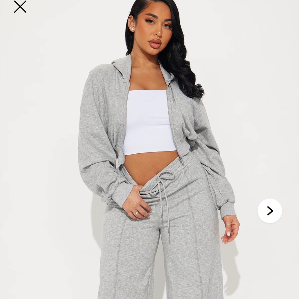 Fashion Nova Gray Track Pants & Hoodie Set